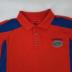 Florida Gators Polo Shirt M Orange Blue Pro Edge NCAA Golf Performance GUC